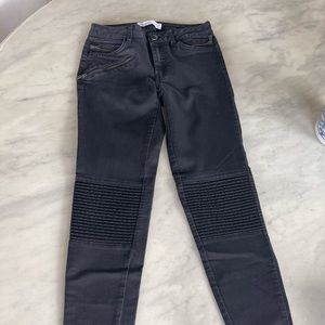 Zara black biker denim stretch jeans